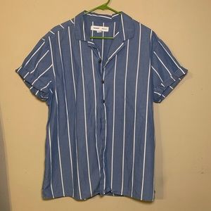 Blue striped button down shirt